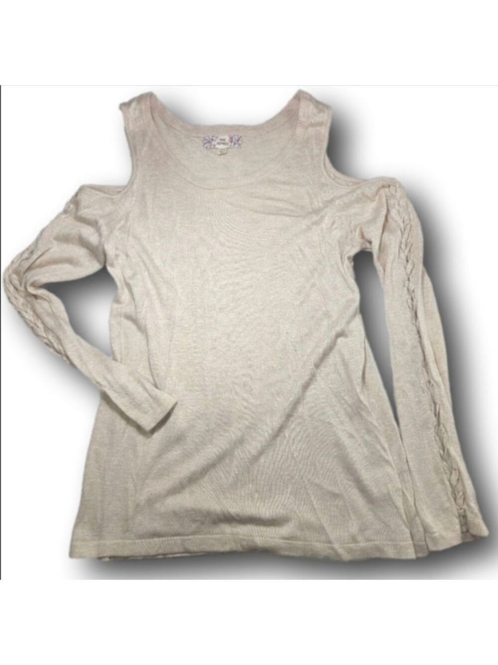 Women's PINK REPUBLIC Beige Cold Shoulder Sweater XL